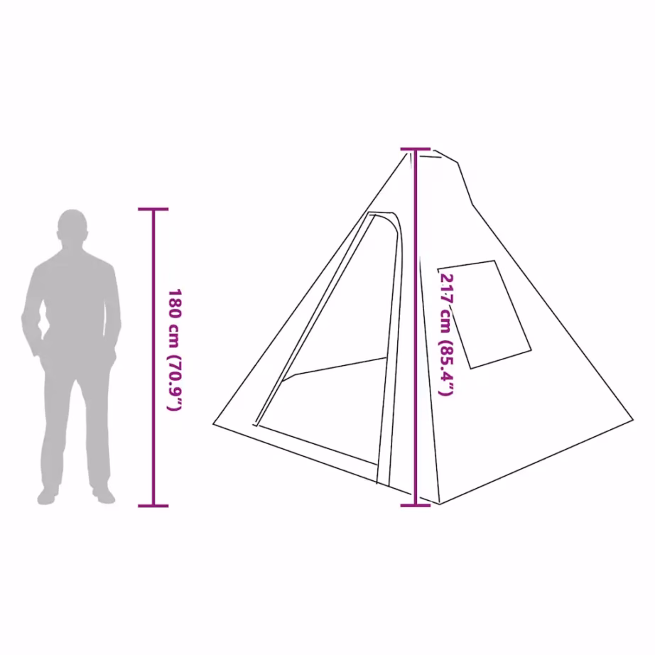 Roheline tipi telk 6-le, õhuavaga, taft, 383 x 338 x 217 cm - 12