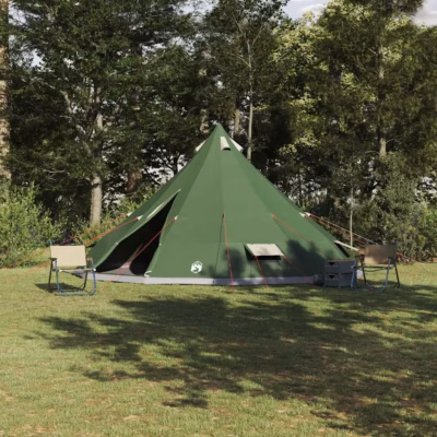 Suur tipi telk õhuava ja E-portiga, roheline taftkangas, 12-le, 560 x 560 x 300 cm