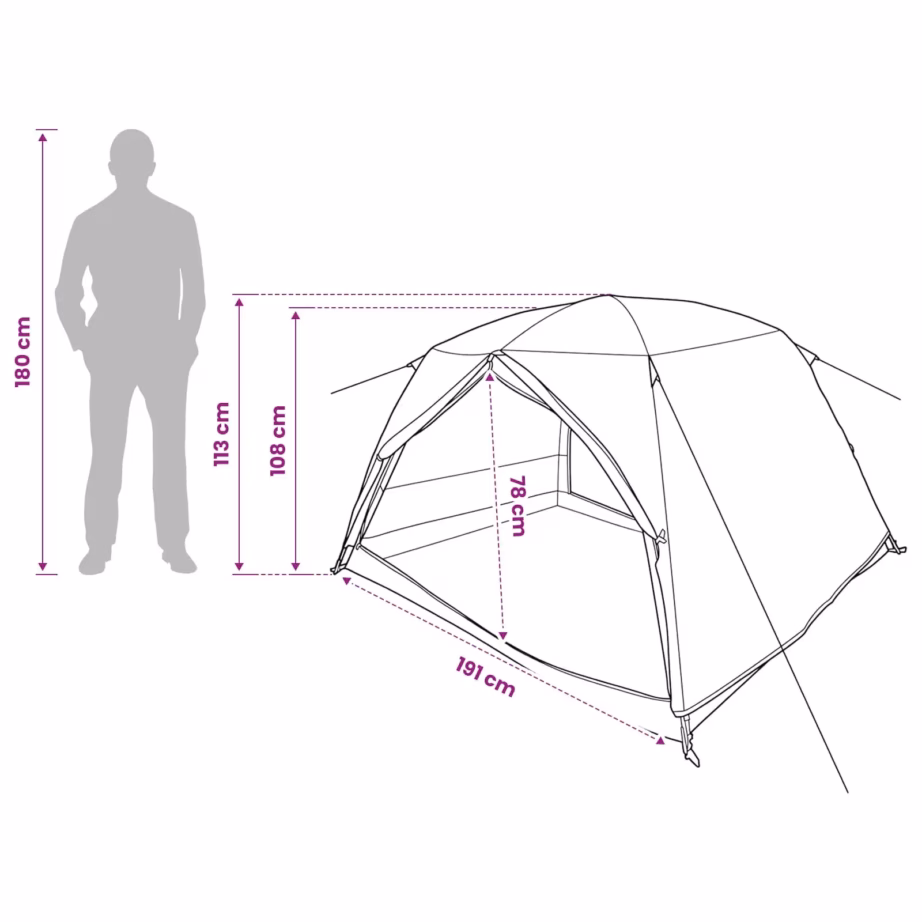 Seljakotitelk 2 inimesele, hall ja oranž, 185T polüester PU-kattega, 220 x 138 x 113 cm - 13