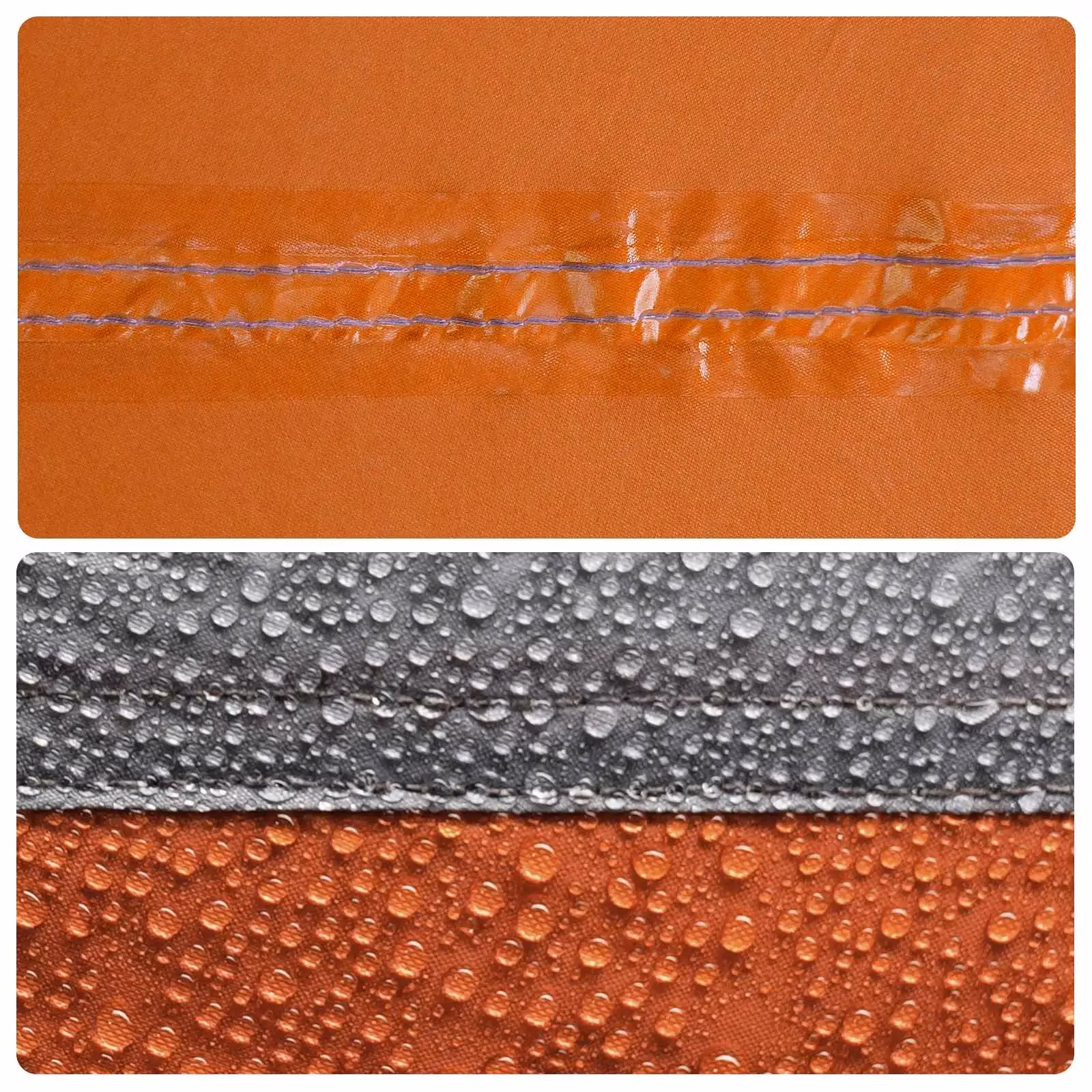 Kerge seljakotitelk 4 inimesele, hall ja oranž, 185T polüester, 260 x 254 x 125 cm