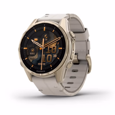 Nutikell Garmin Fenix 8, 43 mm, AMOLED 1,3", 416 × 416, puuteekraan, Wi‑Fi, GPS, kuldne