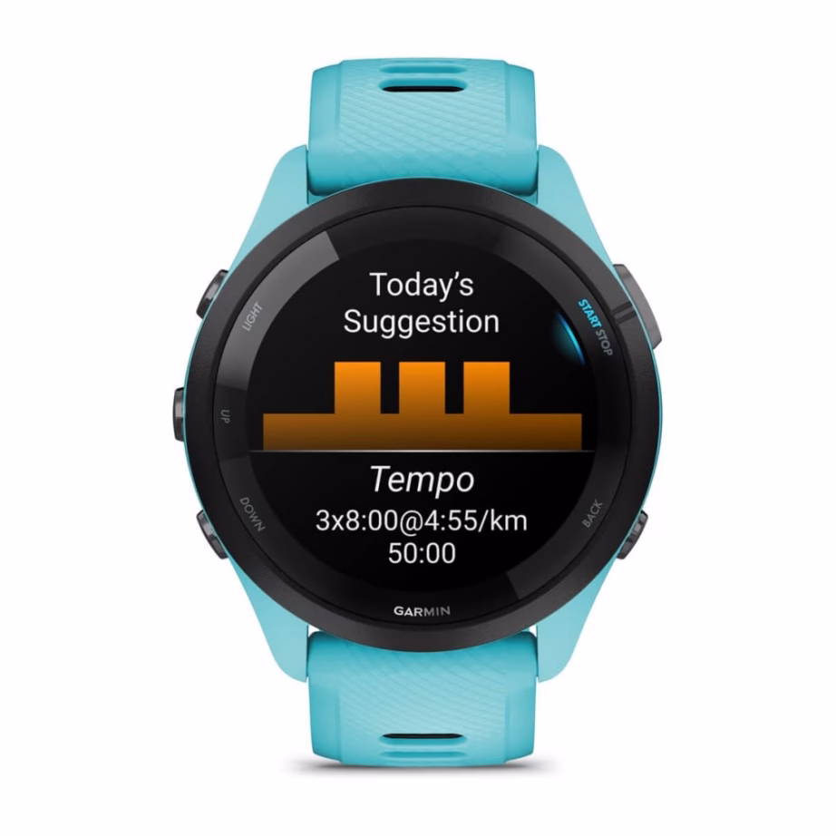 Nutikell Garmin Forerunner 265, 46 mm, 1,3″ AMOLED puuteekraan, Wi‑Fi ja GPS, must-sinine - 4