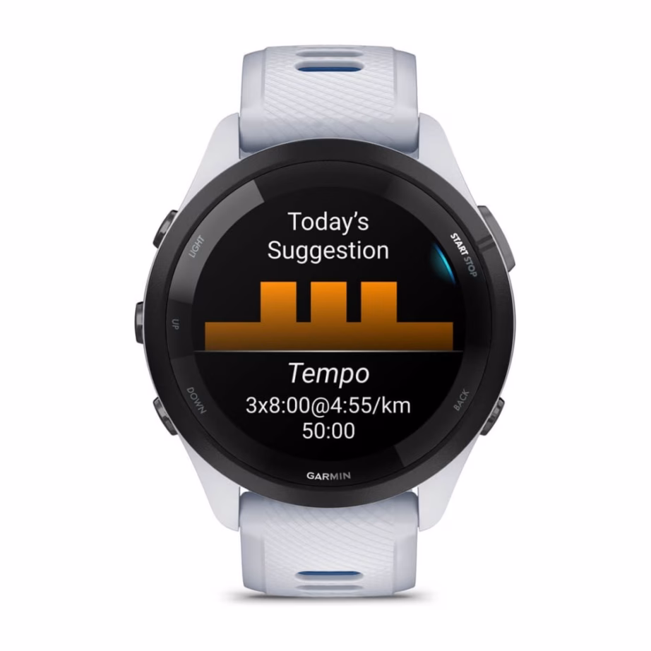 Nutikell Garmin Forerunner 265, 1,3″ AMOLED puuteekraan, 46 mm, Wi‑Fi, GPS, must/valge - 4