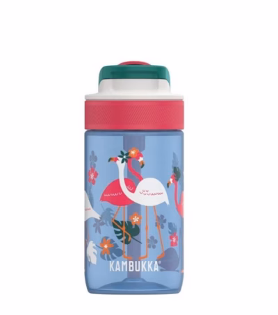 Laste joogipudel Kambukka Lagoon Sinine Flamingo, 400 ml, kõrrega ja lukustatava kaanega