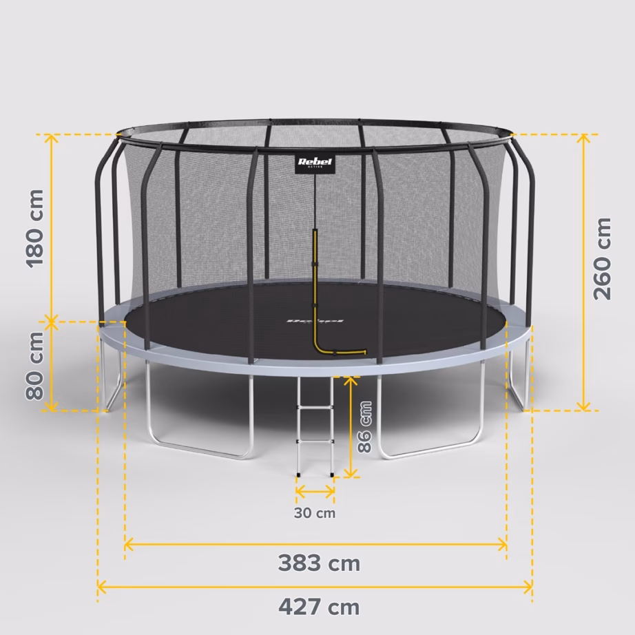 Trampoliin Rebel Active PRO 14ft (427 cm) sisemise turvavõrgu ja redeliga - 4