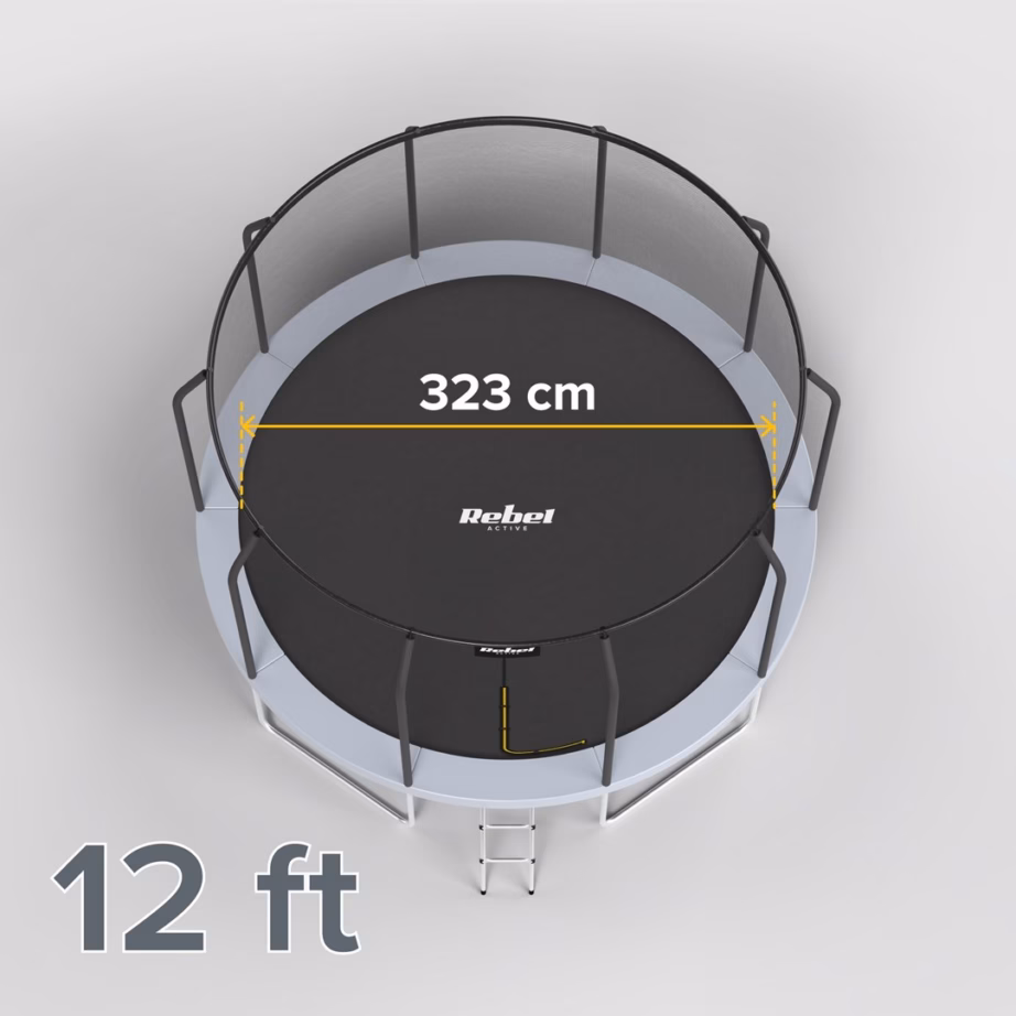 Aiatrampoliin Rebel Active Trampoline Pro 12 ft (Ø 366 cm), sisemise turvavõrgu ja redeliga - 3