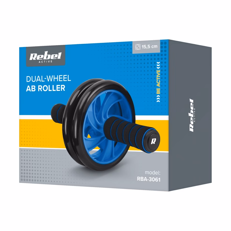 Kõhulihasrullik Rebel Active AB Wheel AB-2, kahekordne ratas, matt - 4