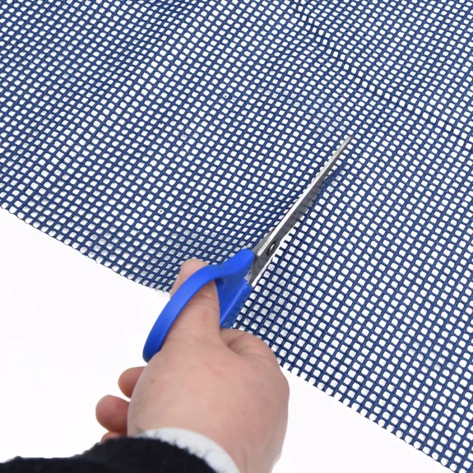 Sinine telgivaip haagissuvila varikatuse alla, PVC-vahtkattega polüestervõrk, 6 x 2,5 m - 4
