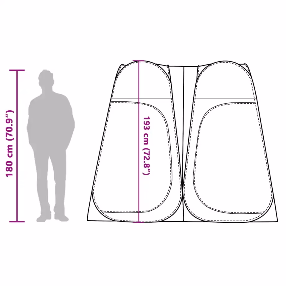 Sinine veekindel pop-up privaatsustelk tualetiks ja riiete vahetamiseks, 233 x 120 x 193 cm - 13
