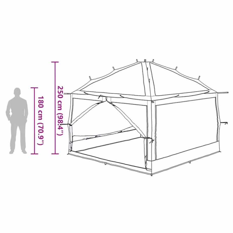 Sisetelk 3 x 3 m varikatusele, 7-le, roheline-hall, 300 x 300 x 250 cm - 12