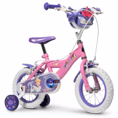 Lastejalgratas HUFFY Disney PRINCESS 12" 22494W, 4 ratast, valge/lilla