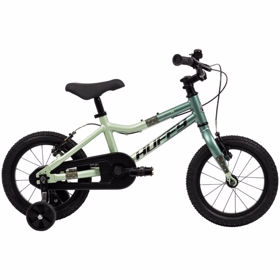 Lasteratas HUFFY Literide Alu 14″, roheline, 1 käik, abirattad (24205W) - 2