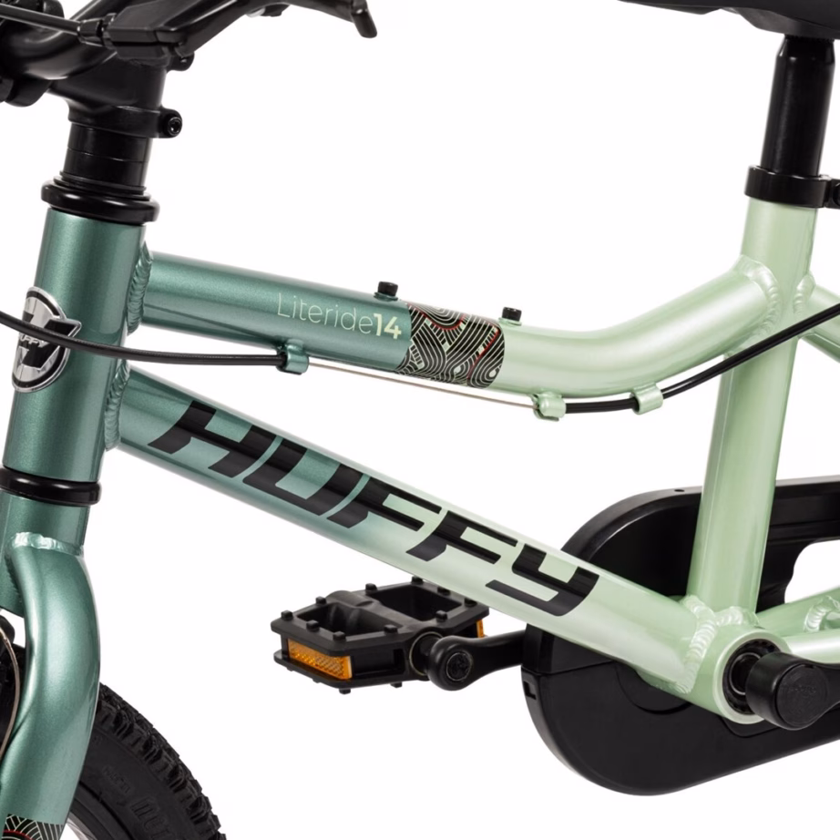 Lasteratas HUFFY Literide Alu 14″, roheline, 1 käik, abirattad (24205W) - 5
