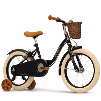 Lastejalgratas HUFFY Vintage, 16" (41 cm), must, abirattad, porilauad ja ketikaitse