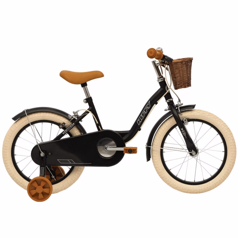Lastejalgratas HUFFY Vintage, 16″ (41 cm), must, abirattad, porilauad ja ketikaitse - 2