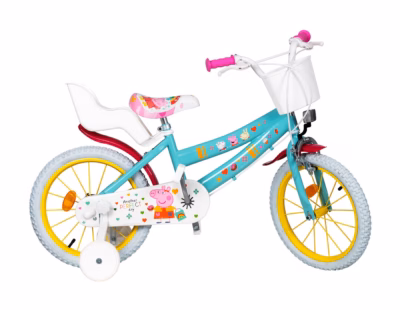 Laste jalgratas TOIMSA TOI1698 Peppa Pig, 16", rohelne, abirattad ja korv