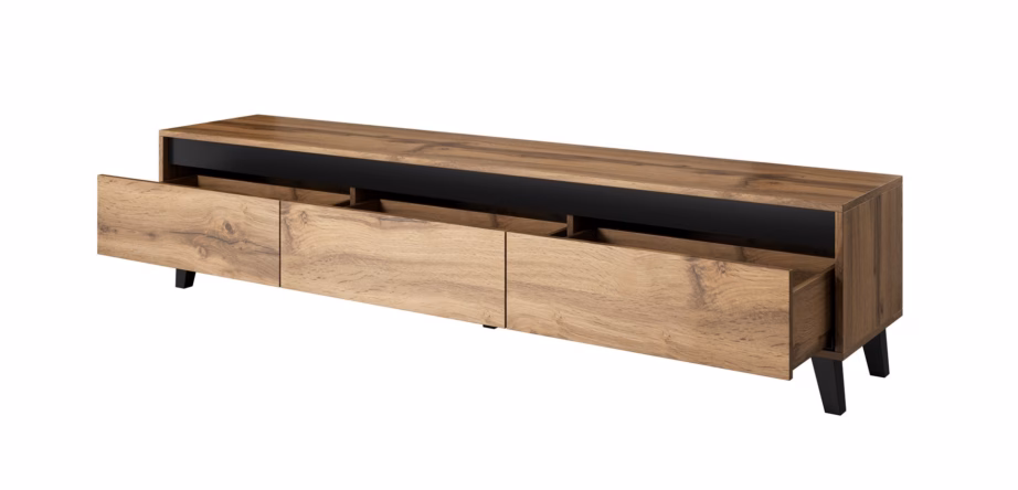 TV-alus Cama MEBLE NORD, 185 × 38 × 42 cm, 3 sahtliga, Wotan tamm ja antratsiithall - 2