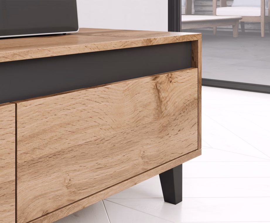 TV-alus Cama MEBLE NORD, 185 × 38 × 42 cm, 3 sahtliga, Wotan tamm ja antratsiithall - 4