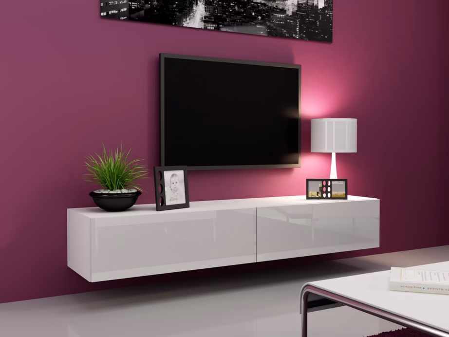 TV-alus Cama MEBLE VIGO 180, 180 cm, valge/valge läige, PUSH-CLICK - 5