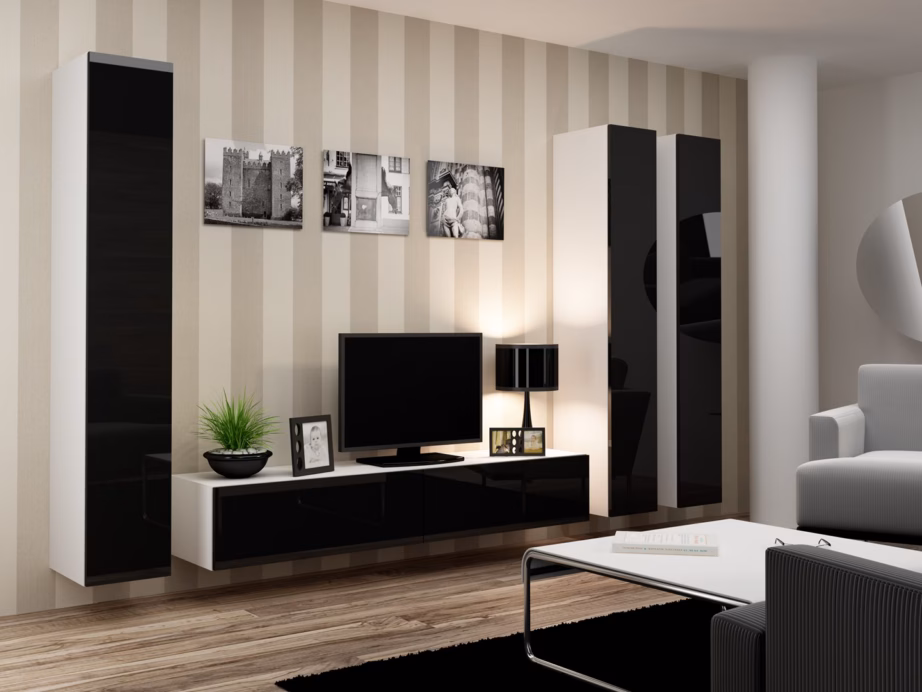 TV-alus Cama MEBLE VIGO 180, 180 × 40 × 30 cm, valge matt ja must läikiv - 3