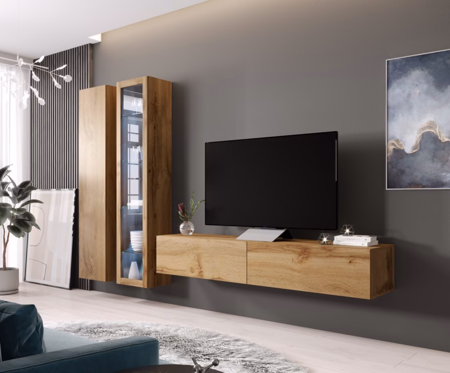 TV-alus Cama MEBLE VIGO 180, wotani tamm, 180 × 40 × 30 cm, 2 uksega - 6