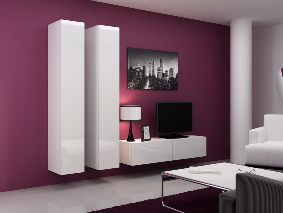 TV-alus Cama MEBLE VIGO 140, 140 × 40 × 30 cm, valge matt/valge läige - 2