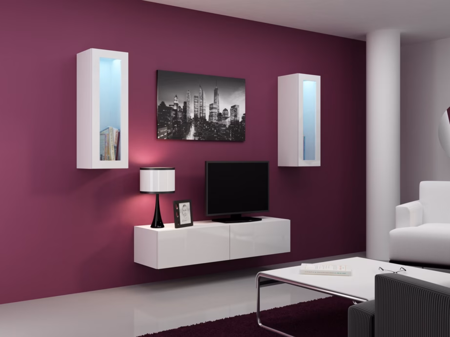 TV-alus Cama MEBLE VIGO 140, 140 × 40 × 30 cm, valge matt/valge läige - 4