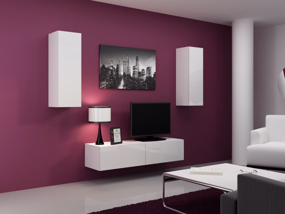 TV-alus Cama MEBLE VIGO 140, 140 × 40 × 30 cm, valge matt/valge läige - 5