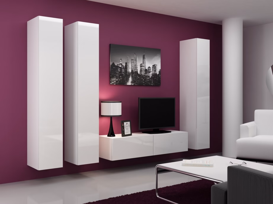 TV-alus Cama MEBLE VIGO 140, 140 × 40 × 30 cm, valge matt/valge läige - 6
