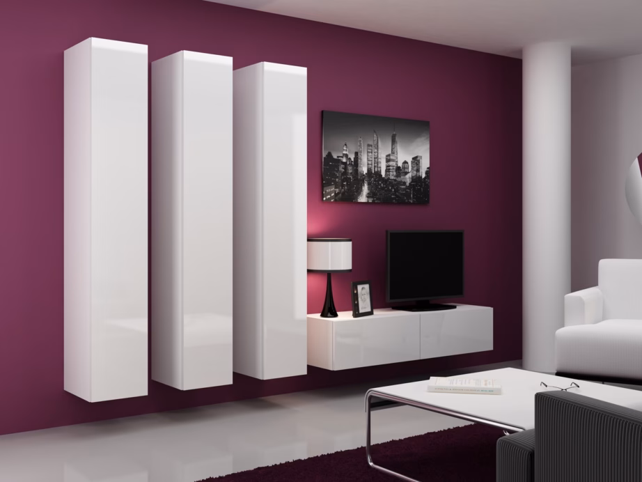 TV-alus Cama MEBLE VIGO 140, 140 × 40 × 30 cm, valge matt/valge läige - 7
