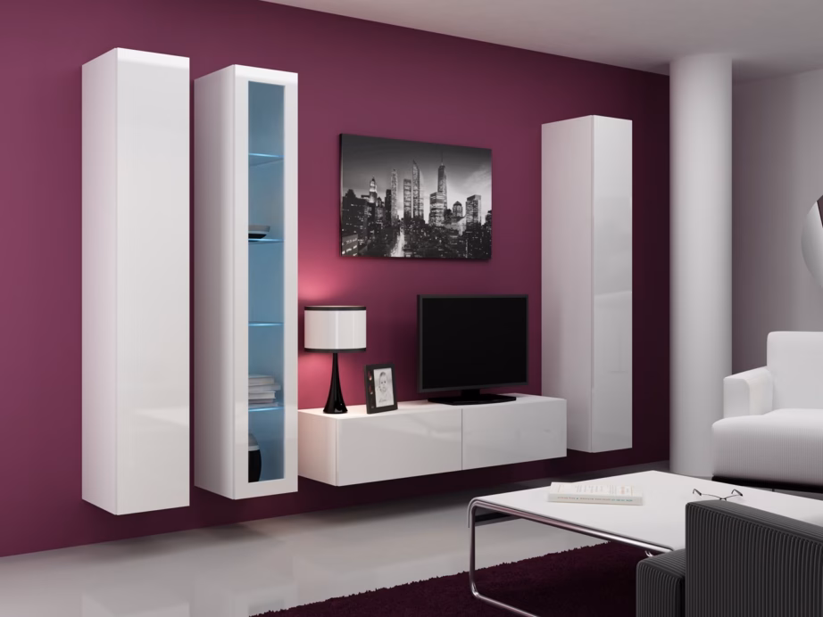 TV-alus Cama MEBLE VIGO 140, 140 × 40 × 30 cm, valge matt/valge läige - 8
