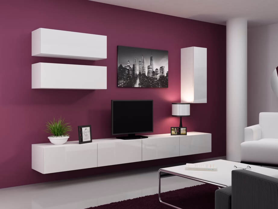 TV-alus Cama MEBLE VIGO 140, 140 × 40 × 30 cm, valge matt/valge läige - 10