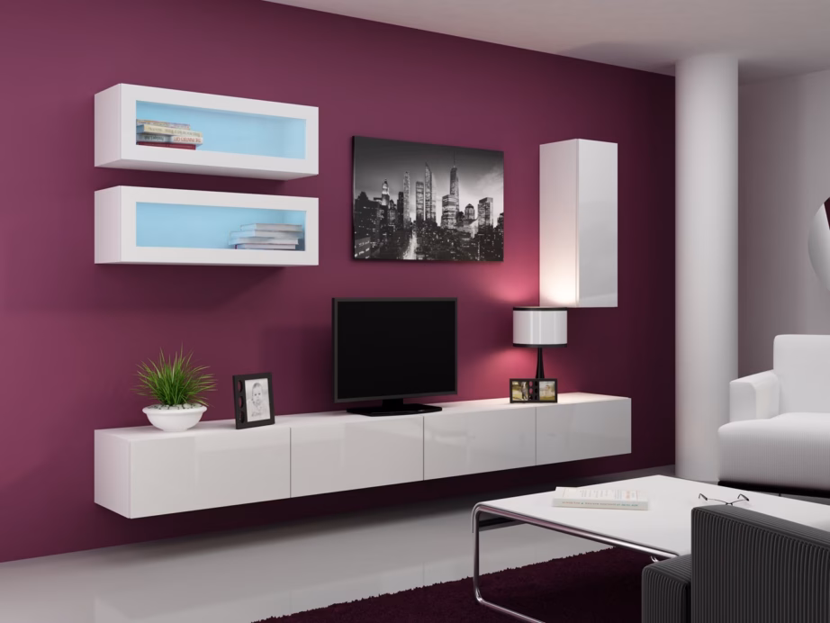 TV-alus Cama MEBLE VIGO 140, 140 × 40 × 30 cm, valge matt/valge läige - 14