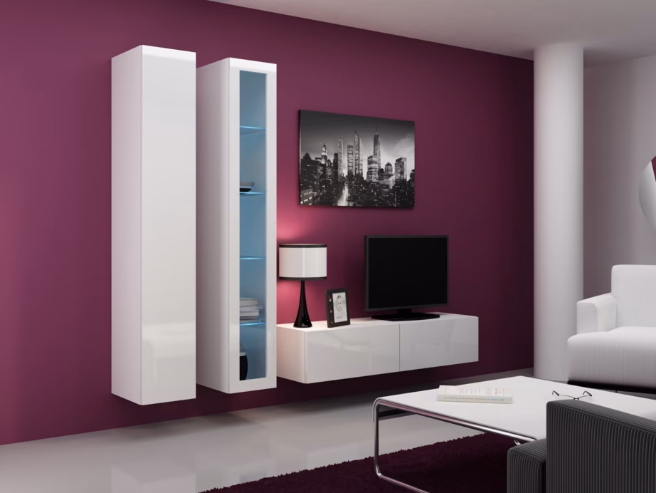 TV-alus Cama MEBLE VIGO 140, 140 × 40 × 30 cm, valge matt/valge läige - 15