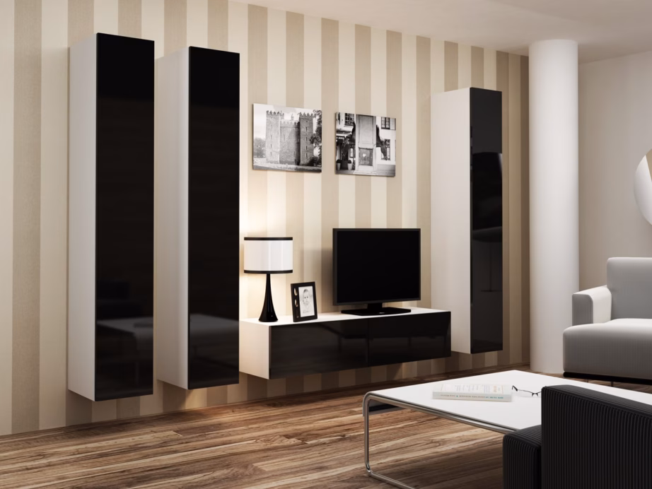 TV-alus Cama MEBLE VIGO 140, 140 × 40 × 30 cm, valge matt ja must läikiv uks - 6