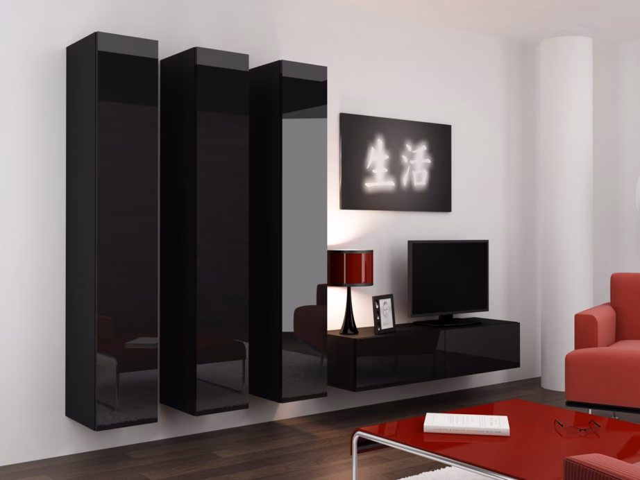 TV-alus Cama MEBLE VIGO 140, 140 × 40 × 30 cm, must/must kõrgläige, 2 ust - 6