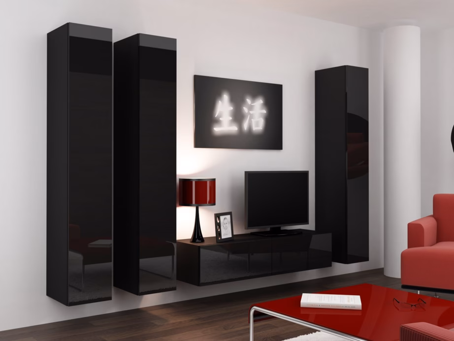 TV-alus Cama MEBLE VIGO 140, 140 × 40 × 30 cm, must/must kõrgläige, 2 ust - 7