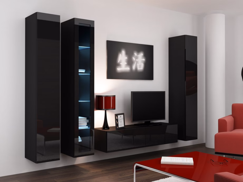 TV-alus Cama MEBLE VIGO 140, 140 × 40 × 30 cm, must/must kõrgläige, 2 ust - 8