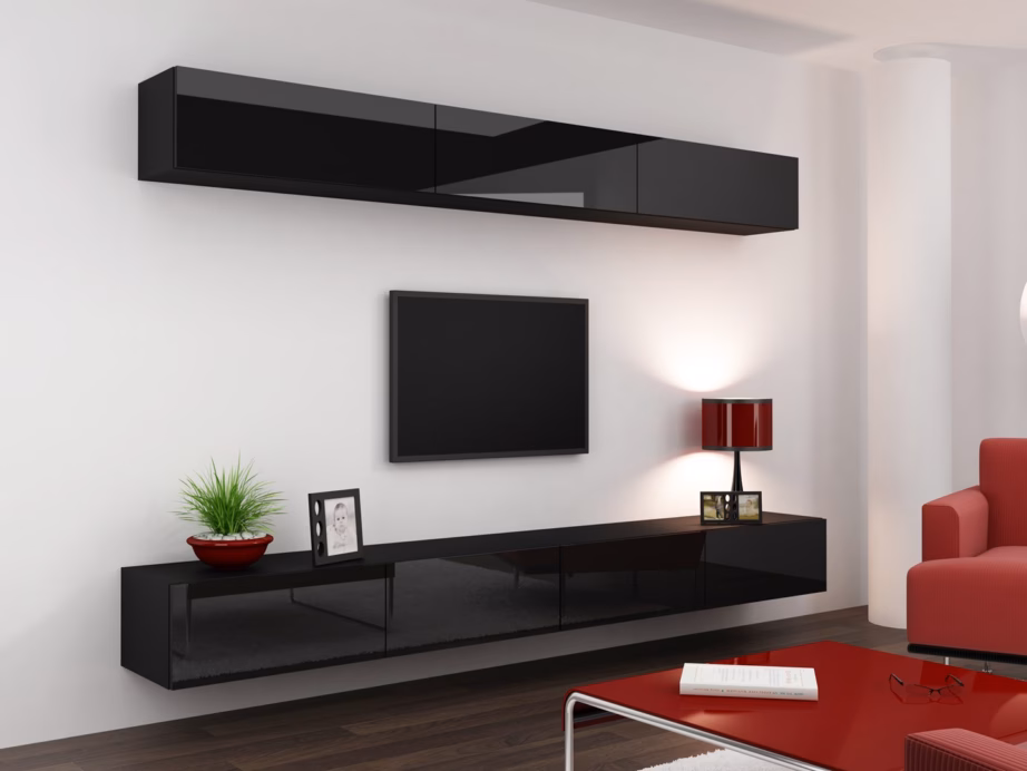 TV-alus Cama MEBLE VIGO 140, 140 × 40 × 30 cm, must/must kõrgläige, 2 ust - 9