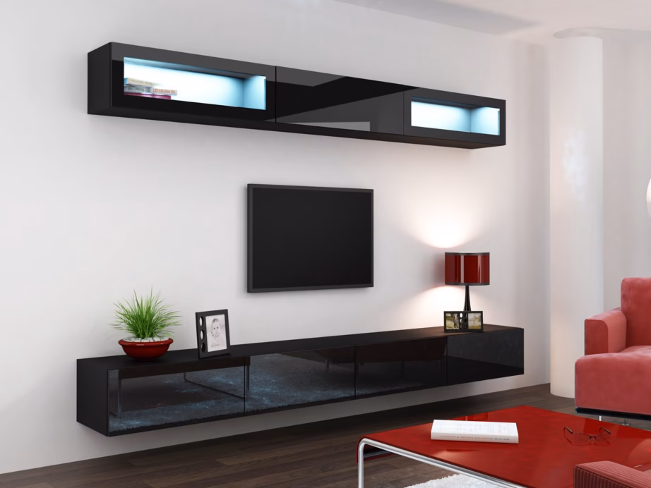 TV-alus Cama MEBLE VIGO 140, 140 × 40 × 30 cm, must/must kõrgläige, 2 ust - 13
