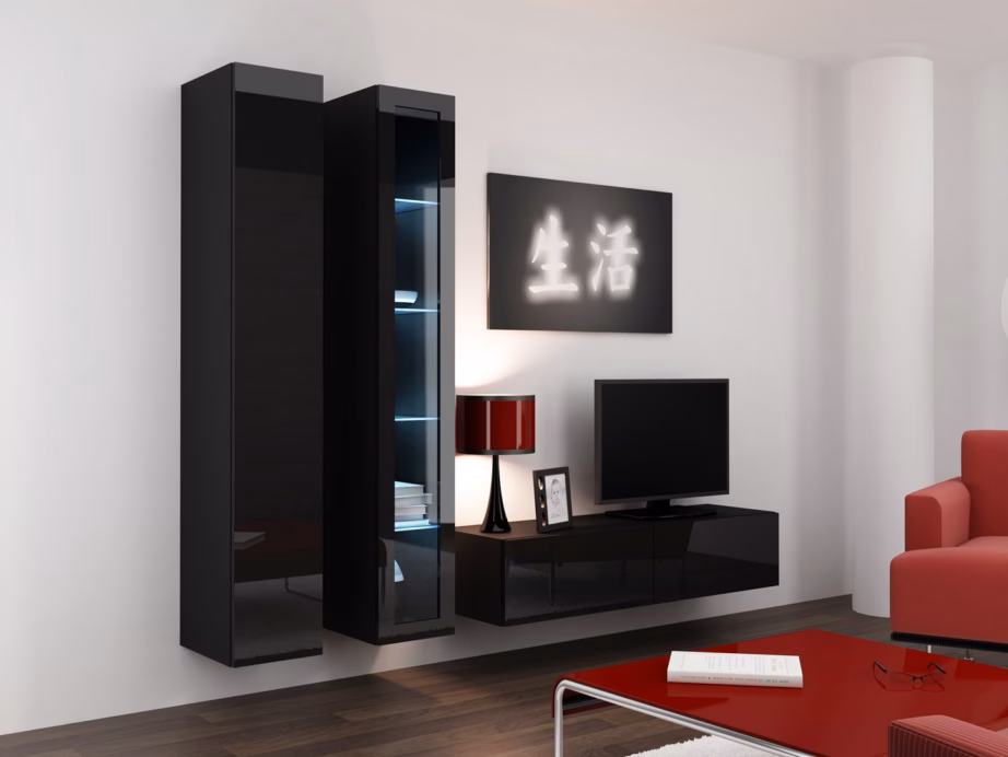 TV-alus Cama MEBLE VIGO 140, 140 × 40 × 30 cm, must/must kõrgläige, 2 ust - 15