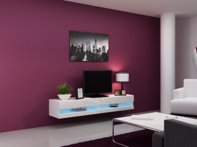 TV-alus Cama MEBLE VIGO NEW 30/180/40, 180 × 40 × 30 cm, valge matt ja valge kõrgläige