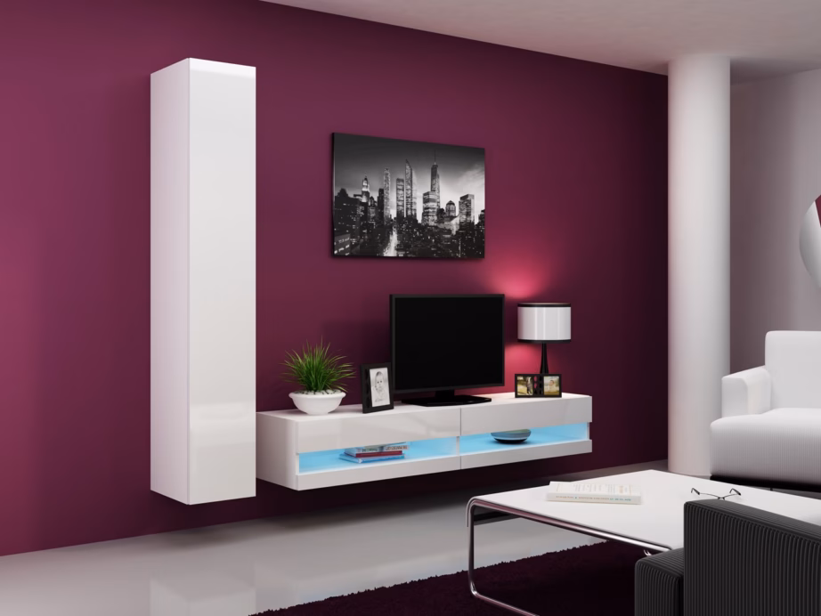 TV-alus Cama MEBLE VIGO NEW 30/180/40, 180 × 40 × 30 cm, valge matt ja valge kõrgläige - 2