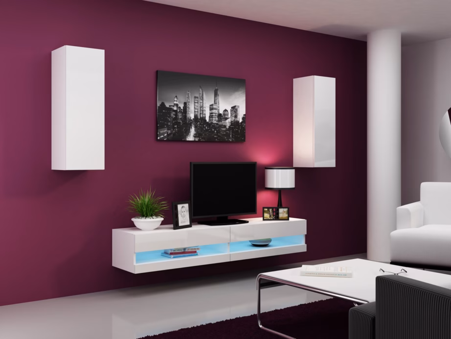 TV-alus Cama MEBLE VIGO NEW 30/180/40, 180 × 40 × 30 cm, valge matt ja valge kõrgläige - 3