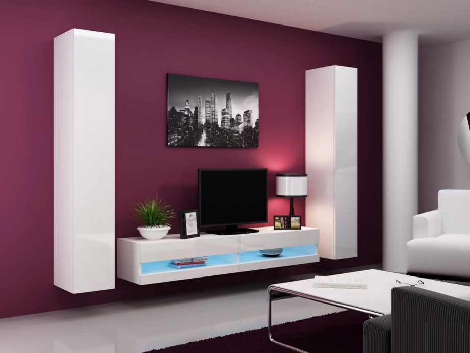 TV-alus Cama MEBLE VIGO NEW 30/180/40, 180 × 40 × 30 cm, valge matt ja valge kõrgläige - 4