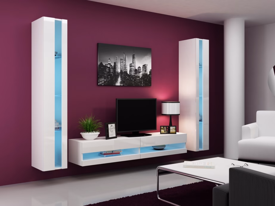 TV-alus Cama MEBLE VIGO NEW 30/180/40, 180 × 40 × 30 cm, valge matt ja valge kõrgläige - 5