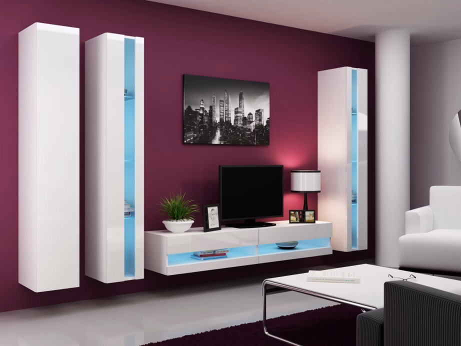 TV-alus Cama MEBLE VIGO NEW 30/180/40, 180 × 40 × 30 cm, valge matt ja valge kõrgläige - 6