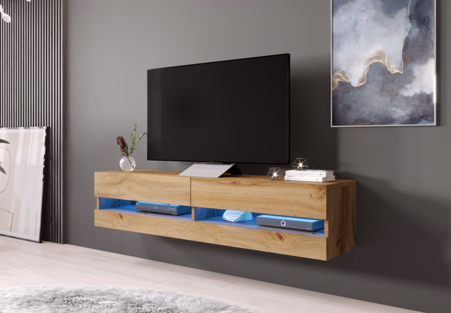 TV-alus Cama MEBLE VIGO NEW, wotani tamm, 180 × 40 × 30 cm, 2 uksega - 3