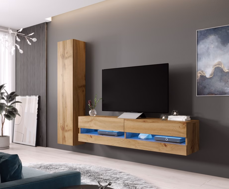 TV-alus Cama MEBLE VIGO NEW, wotani tamm, 180 × 40 × 30 cm, 2 uksega - 4