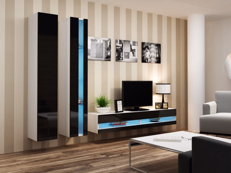 TV-alus Cama MEBLE VIGO NEW, 140 × 40 × 30 cm, valge/must, 2 uksega - 2